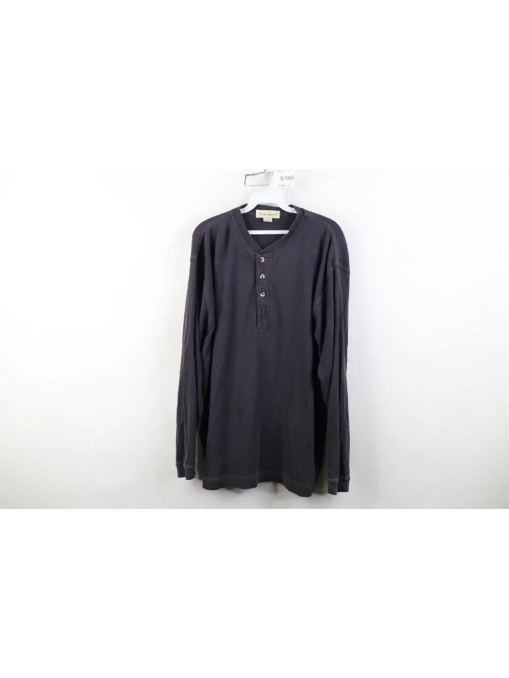 Vtg 90s Streetwear Mens L Distressed Baggy Thermal Ribbed Knit Henley T-Shirt